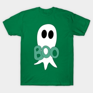 Cute Halloween ghost cartoon with BOO text T-Shirt